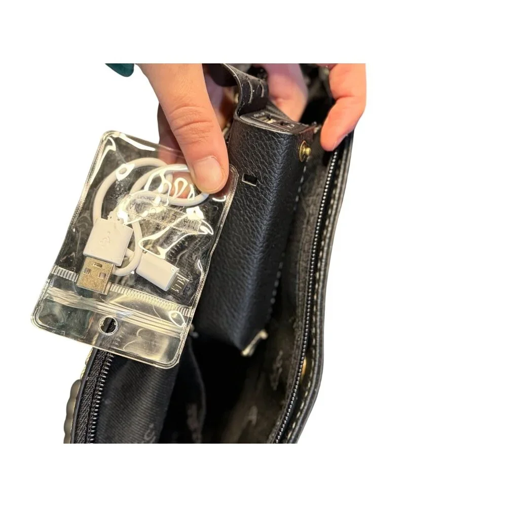 Dove BOC Cronton Crossbody Bag Gray Black Faux Leather‎ Medium Purse Adjustable